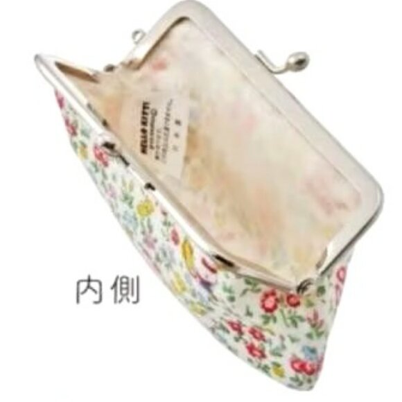 Hello Kitty Japan Coin Card Purse Kiss Snap Kitty with Floral Print Red  NEW - Picture 3 of 8